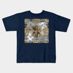 Intricate Gold, white and blue floral filigree embroidery - Simple and elegant ! Kids T-Shirt